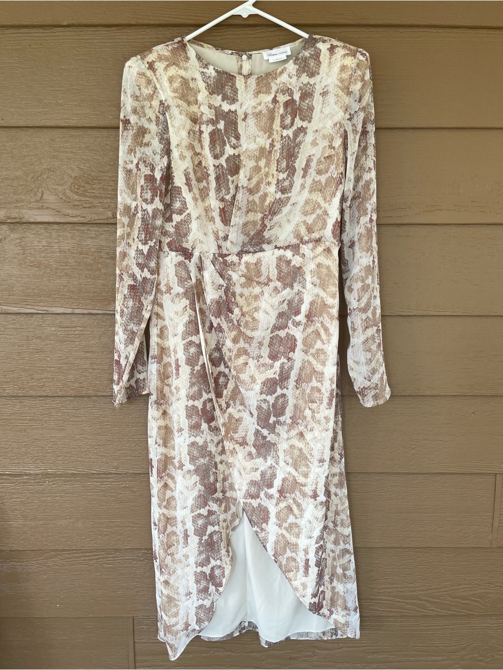 Lovers + Friends Neutral Fall Animal Print Long Sleeve Wrap Dress -Sz M